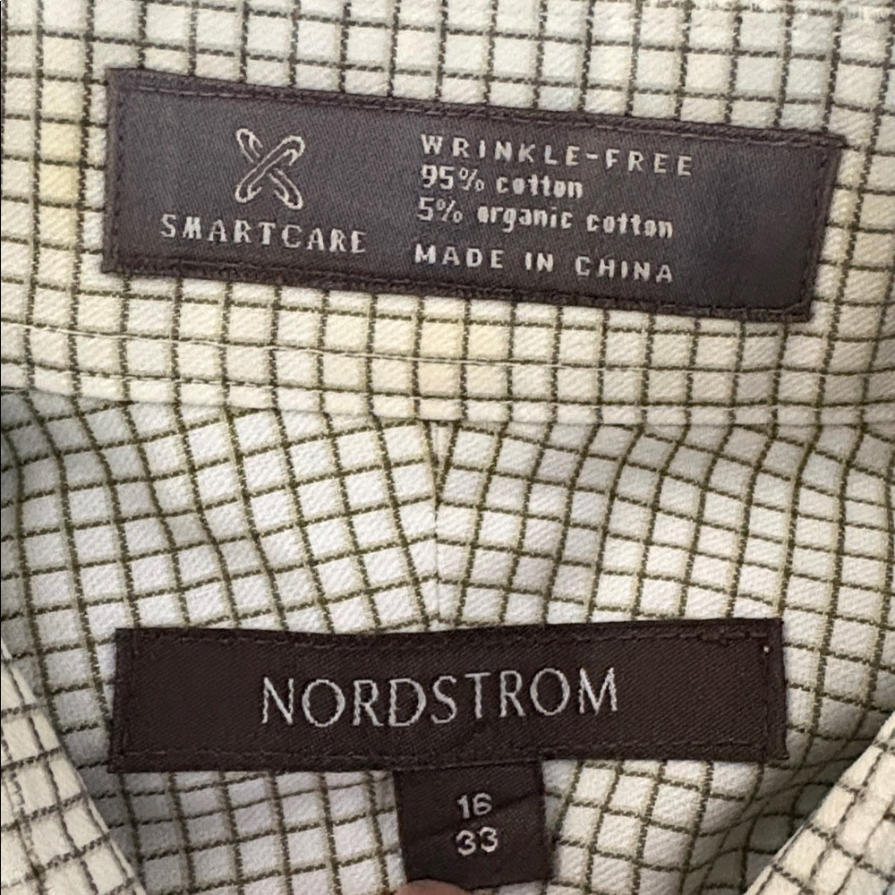 Nordstrom Men's Black and White Checkered Dress Shirt Size 16/33 - Picture 8 of 12